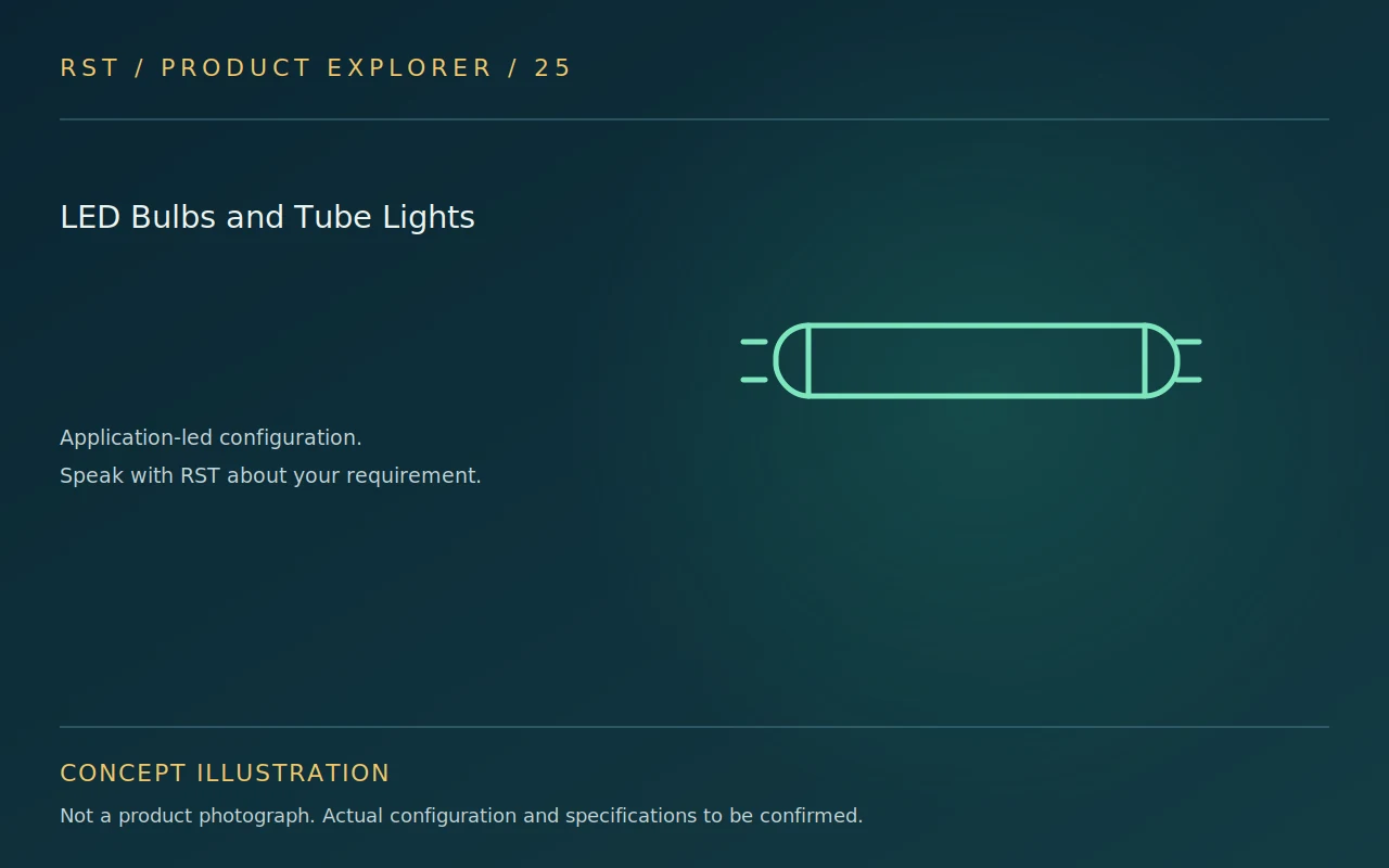 Concept illustration — LED Bulbs and Tube Lights; actual RST configuration to be confirmed