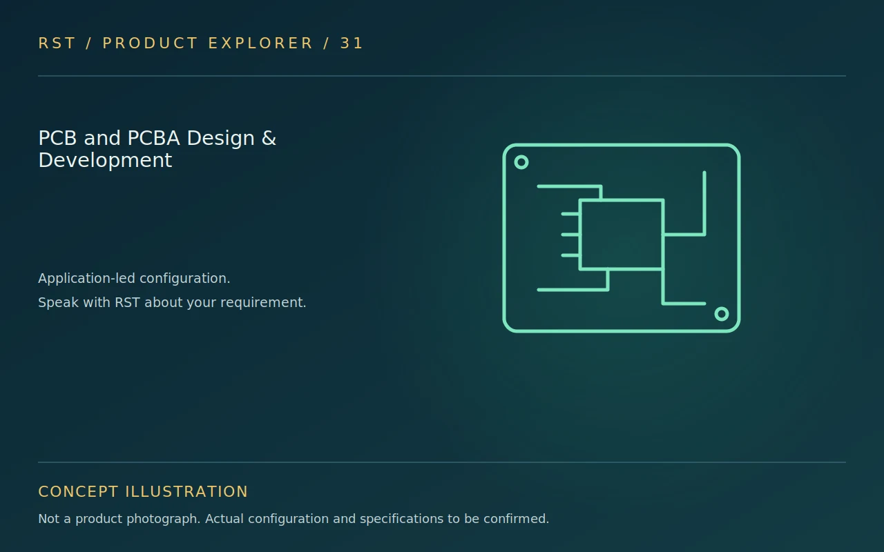 Concept illustration — PCB and PCBA Design & Development; actual RST configuration to be confirmed