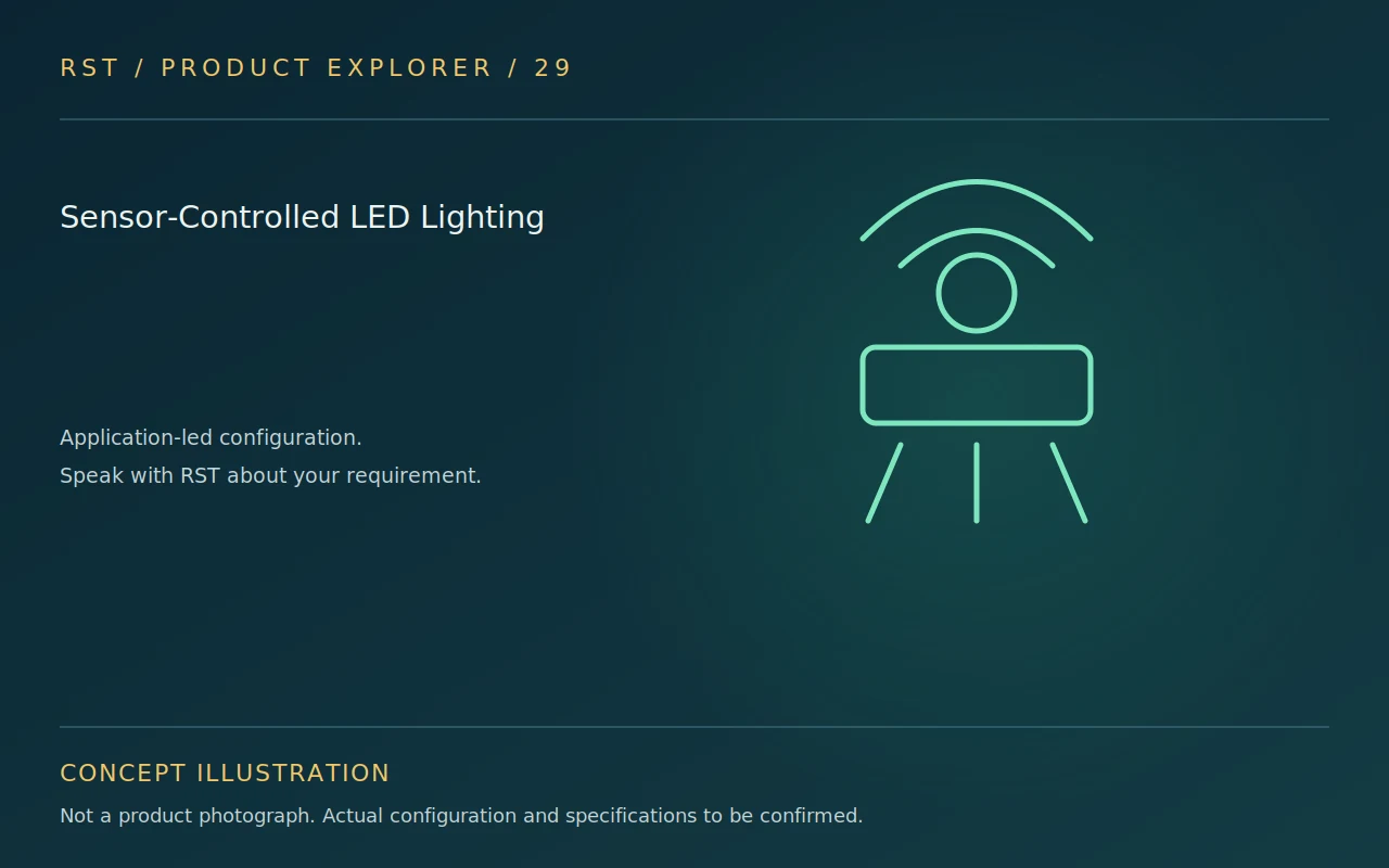 Concept illustration — Sensor-Controlled LED Lighting; actual RST configuration to be confirmed