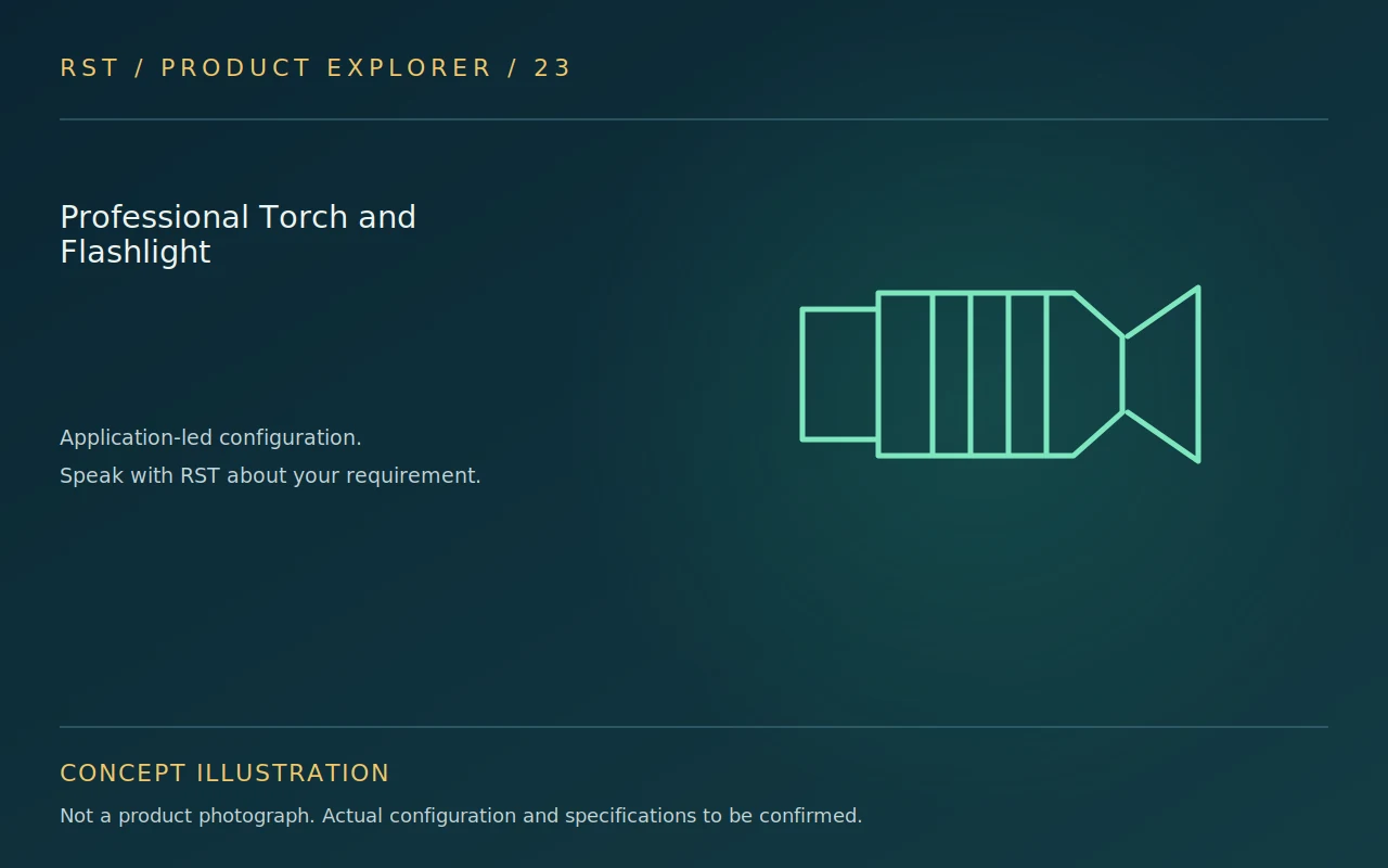 Concept illustration — Professional Torch and Flashlight; actual RST configuration to be confirmed