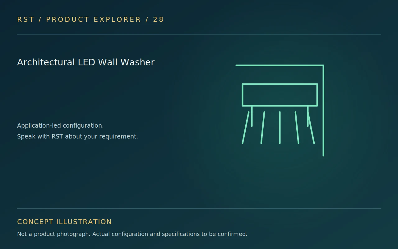 Concept illustration — Architectural LED Wall Washer; actual RST configuration to be confirmed